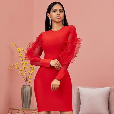 THANDY mini dress with mesh sleeves