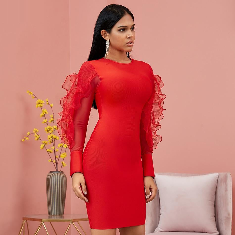 THANDY mini dress with mesh sleeves