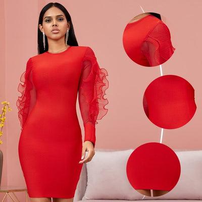 THANDY mini dress with mesh sleeves