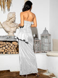 SYDNEY Slit Gown with Cascading Ruffles