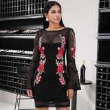 Embroidered net mini dress