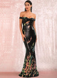 GALATHEA off-shoulder sequinned gown