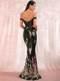 GALATHEA off-shoulder sequinned gown