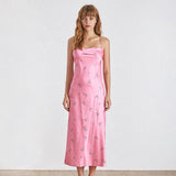 Spaghetti strap silky floral midi dress