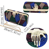 Geometric Patterned Rhinestones Clutch in colors