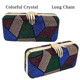 Geometric Patterned Rhinestones Clutch in colors