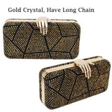 Geometric Patterned Rhinestones Clutch in colors