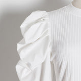 Puff-sleeve sweater dress