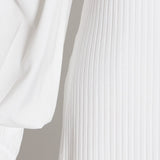 Puff-sleeve sweater dress