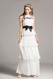 ROBIN cascade ruffled pleated gown in white