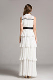 ROBIN cascade ruffled pleated gown in white