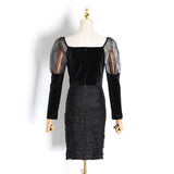 WILDE mesh sleeve midi dress