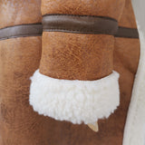 Asymmetric turtleneck winter coat in brown