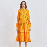 Ruffled buttoned midi dress