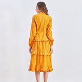 Ruffled buttoned midi dress