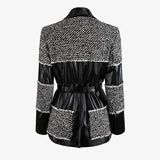 Patchwork stylish faux leather jacket