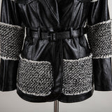 Patchwork stylish faux leather jacket