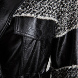 Patchwork stylish faux leather jacket
