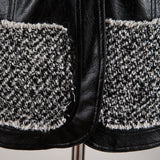 Patchwork stylish faux leather jacket