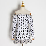 Off-shoulder polka dot ruffled dress