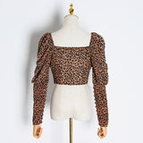 Irregular leopard crop top
