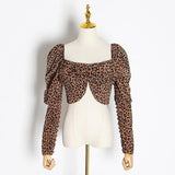 Irregular leopard crop top