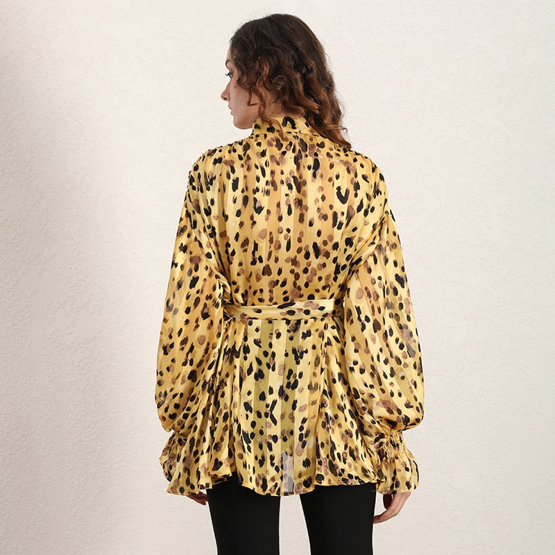 Leopard chiffon blouse in colors