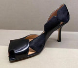Square toe patchwork mules