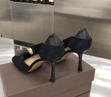 Square toe patchwork mules