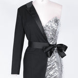 LONGINIA one-sleeve party dress