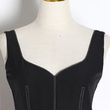 CIRI asymmetric ruffled black dress