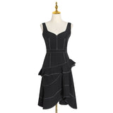 CIRI asymmetric ruffled black dress