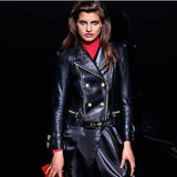 Double-breasted buckled biker jacket