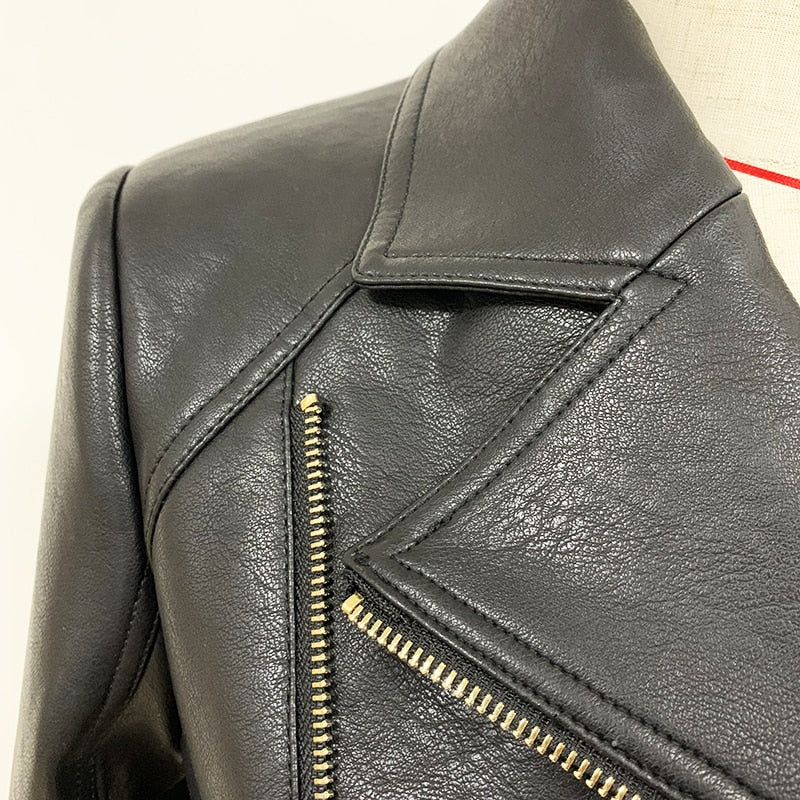 Double-breasted buckled biker jacket