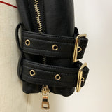 Double-breasted buckled biker jacket
