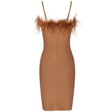 LaToya feathered sheath dress