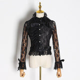 DASHA ruffled lace blouse in colors
