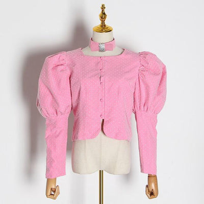 LOTTIE puff-sleeve polka dot top