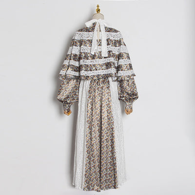 JOSEPHINE floral lantern-sleeve maxi dress