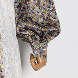 JOSEPHINE floral lantern-sleeve maxi dress