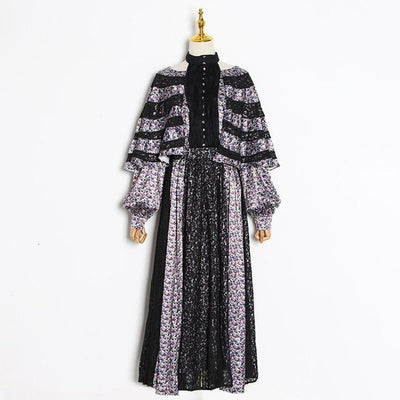 JOSEPHINE floral lantern-sleeve maxi dress