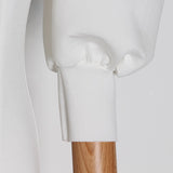 TASHA turtleneck puff-sleeve dress in white