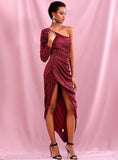 MARCELLA wine red draped gown