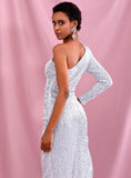 LANA one-sleeve sequinned dress