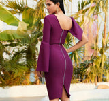 MEGHAN asymmetric midi dress in purple