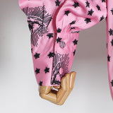 Bowknot printed pink blouse