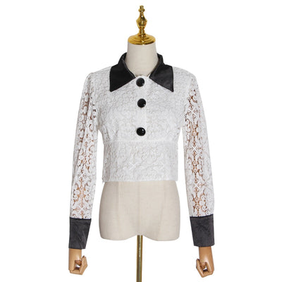 Patchwork lace crop top