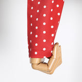 Polka Dot Ruched V Neck Puff Sleeve Shirt