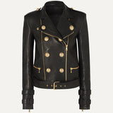 Double-breasted buckled biker jacket
