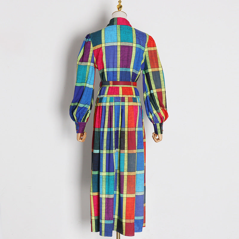 MERCEDES Plaid Colorful Maxi Dress